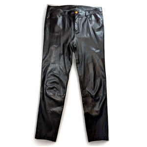 Lafayette 148 Mercer Leather Pants Women 12 Black 100% Leather Designer Luxury